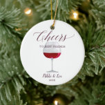 Personalized Best Friends Cheers Wine Christmas Ceramic Ornament<br><div class="desc">Personalized Best Friends Cheers Wine Christmas Ceramic Ornament. Personalize with your custom information on both front and back.</div>