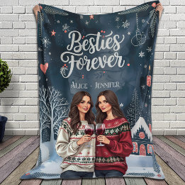 Personalized Best Friends Christmas Besties Foreve Fleece Blanket