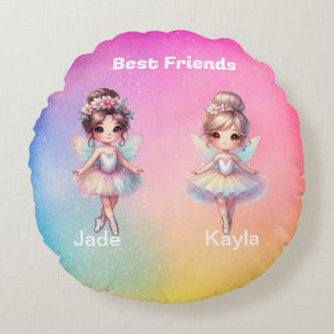 Personalized Best Friends Fairies Round Pillow