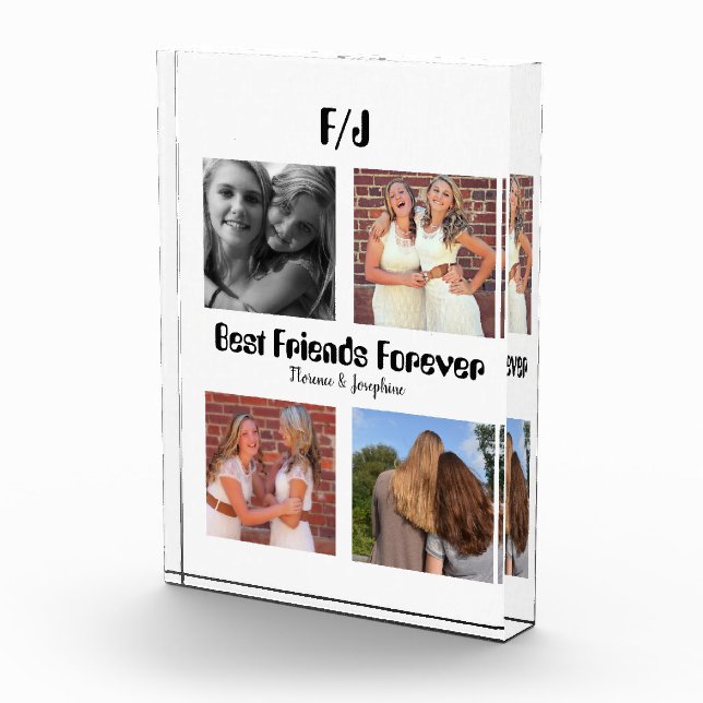 Personalized Best friends forever 4 photo collage Block (Right)