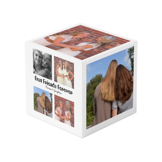 Personalized Best friends forever 4 photo collage Cube (Front Angled)