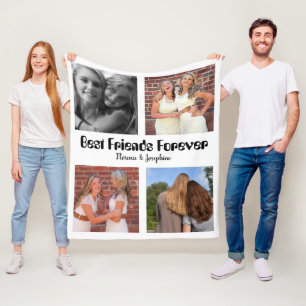 Personalized Best friends forever 4 photo collage Fleece Blanket