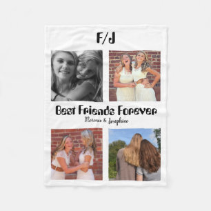 Personalized Best friends forever 4 photo collage Fleece Blanket