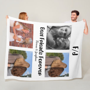 Personalized Best friends forever 4 photo collage Fleece Blanket