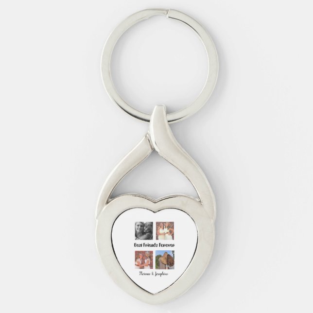 Personalized Best friends forever 4 photo collage Keychain (Front)