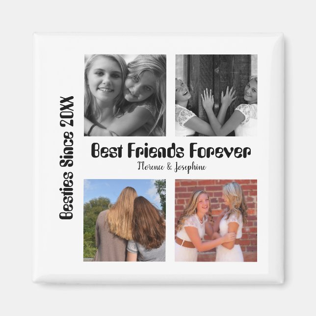 Personalized Best friends forever 4 photo collage Magnet (Front)