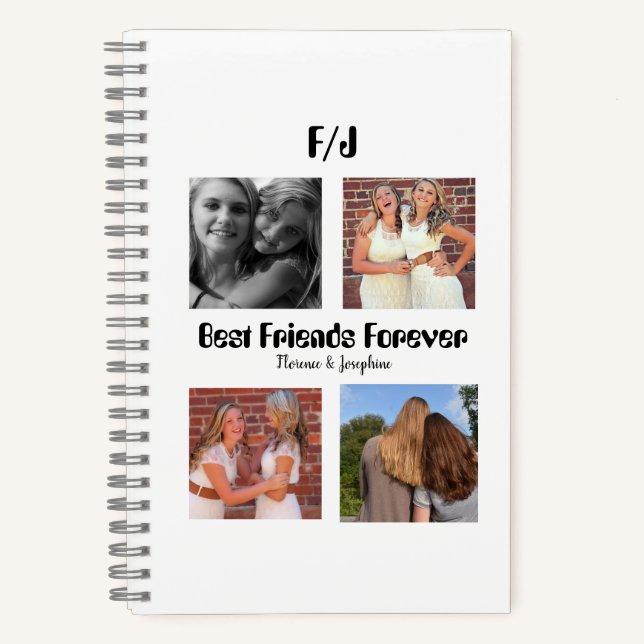 Personalized Best friends forever 4 photo collage Notebook (Front)