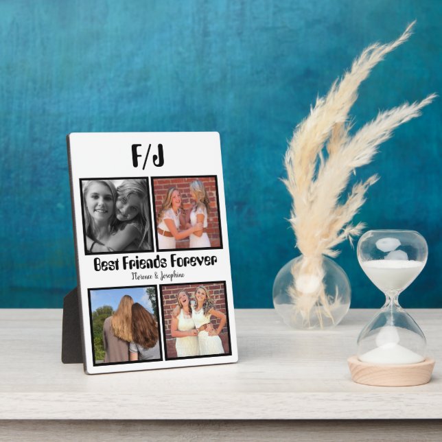 Personalized Best friends forever 4 photo collage Plaque (Side)