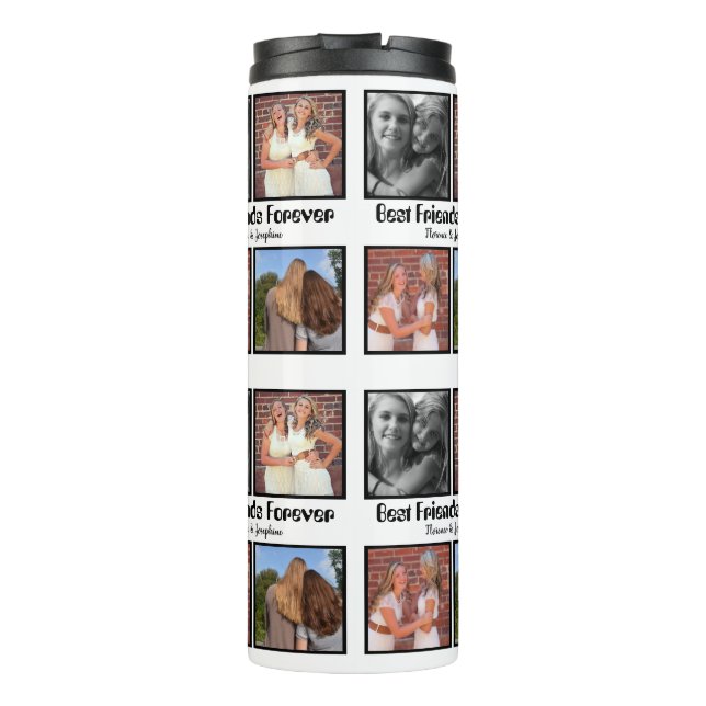 Personalized Best friends forever 4 photo collage Thermal Tumbler (Back)