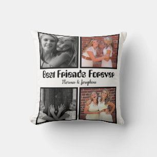 Personalized Best friends forever 4 photo collage Throw Pillow