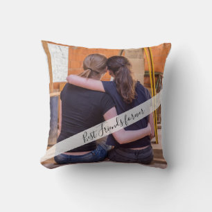 Personalized Best Friends Forever Besties Photo Throw Pillow