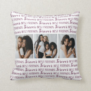 Personalized Best Friends Forever Photo Collage Throw Pillow