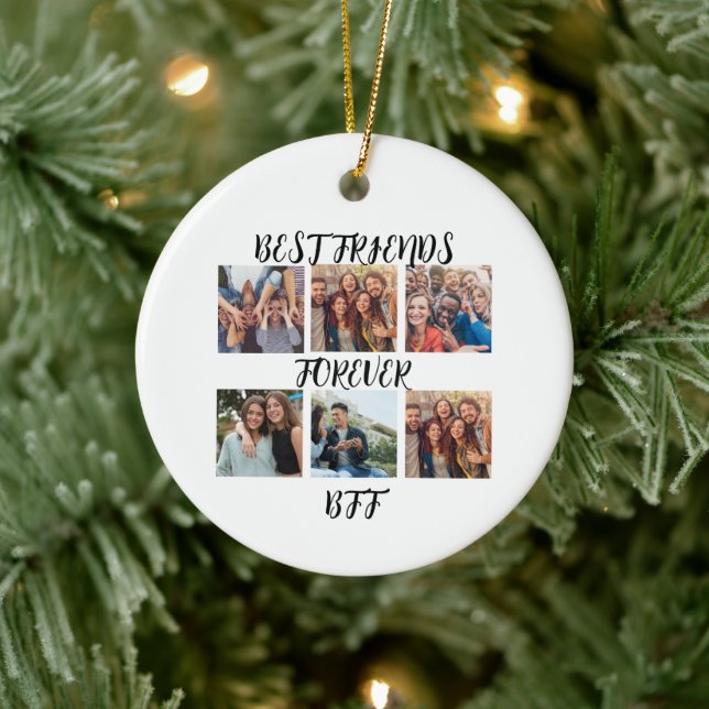 Personalized "Best Friends Forever" Photo Template Ceramic Ornament (Tree)