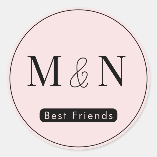 Personalized Best Friends Monogram Sticker (Front)