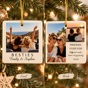 Personalized Best Friends Photo Collage Ceramic Ornament