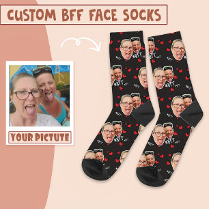 Personalized Best Friends Photo - Face on Black Socks