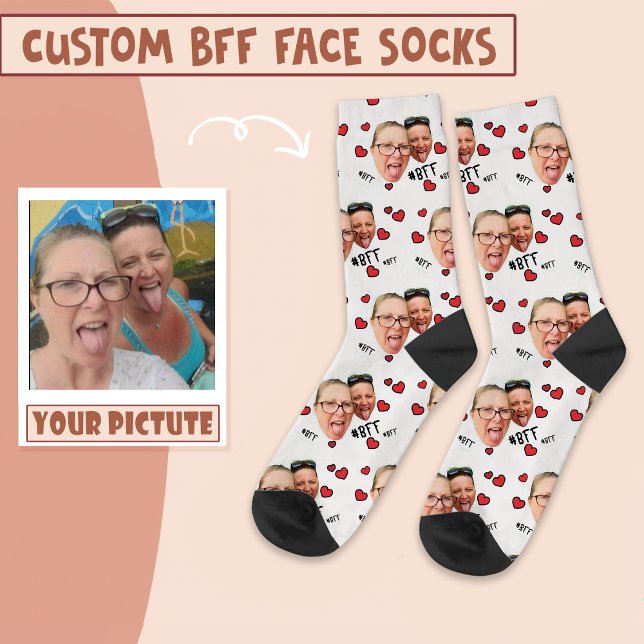 Personalized Best Friends Photo - Face on White Socks (Creator Uploaded)