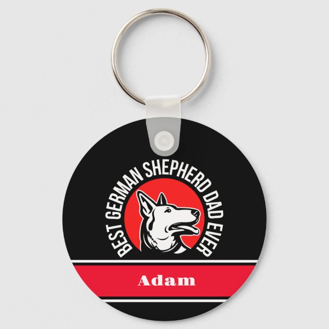 Personalized Best German Shepherd Dad Ever Keychain (Front)