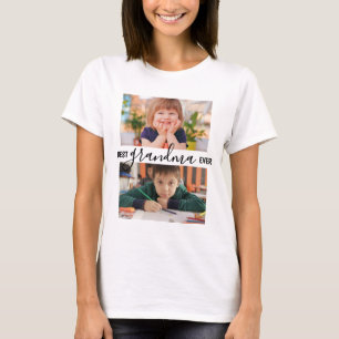 Personalized Best Grandma Ever 2 Photo Collage  T-Shirt