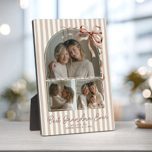 Personalized Best Grandma Ever 3 Photo Collage Bow Plaque