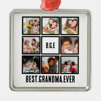 Personalized Best Grandma Ever 8 Photo Collage Metal Ornament