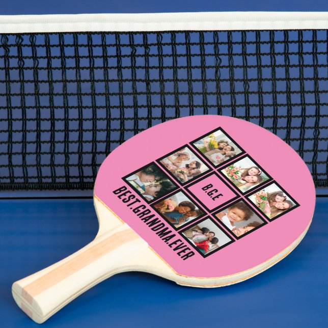 Personalized Best Grandma Ever 8 Photo Collage Ping Pong Paddle (Insitu)