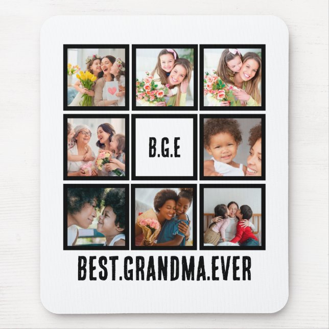 Personalized Best Grandma Ever 8 Photo Collage T-S Mouse Pad (Front)
