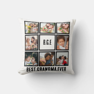 Personalized Best Grandma Ever 8 Photo Collage Throw Pillow