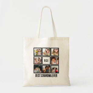 Personalized Best Grandma Ever 8 Photo Collage  Tote Bag