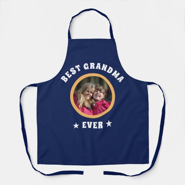 Personalized Best Grandma Ever Custom Family Photo Apron (Front)