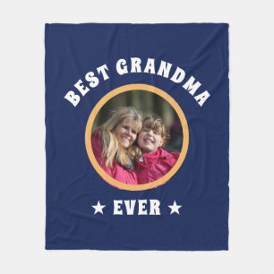 Personalized Best Grandma Ever Custom Family Photo Fleece Blanket