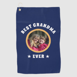 Personalized Best Grandma Ever Custom Family Photo Golf Towel