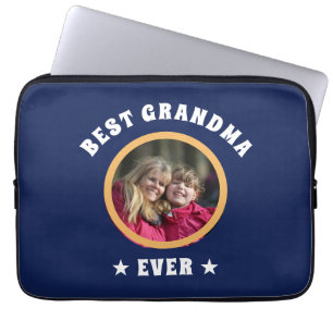 Personalized Best Grandma Ever Custom Family Photo Laptop Sleeve