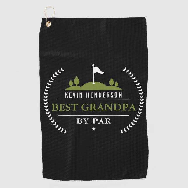 Personalized Best Grandpa By Par Golf Towel (Front)