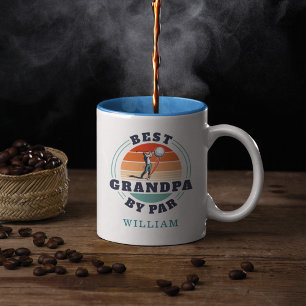 Personalized Best Grandpa By Par Golfing Birthday Two-Tone Coffee Mug