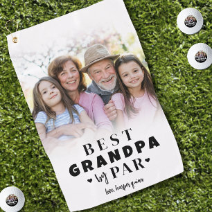 Personalized Best Grandpa By Par Photo Golf Towel