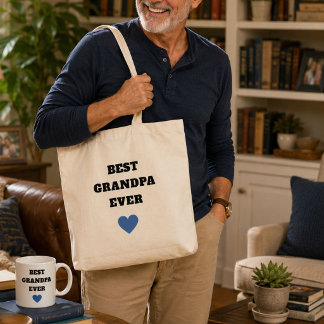 Personalized Best Grandpa Ever Canvas Tote Bag