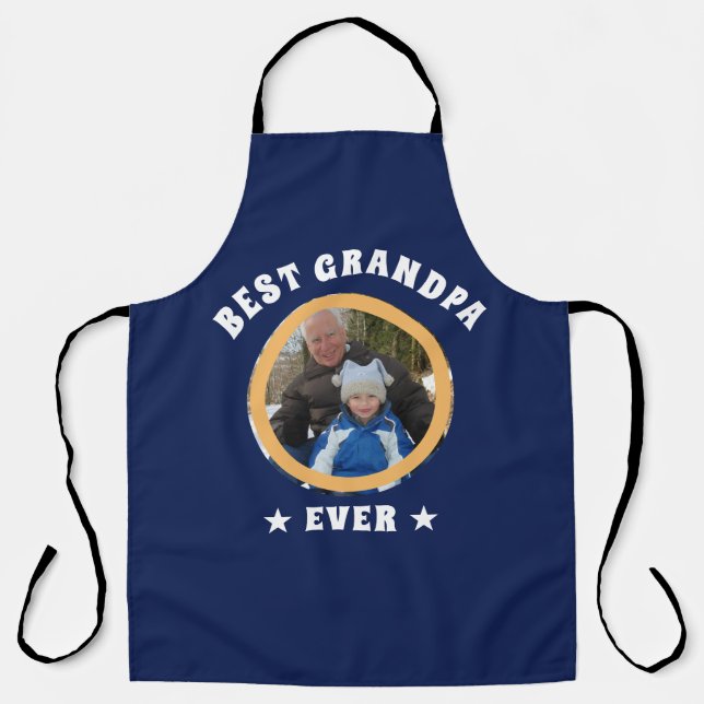 Personalized Best Grandpa Ever Custom Family Photo Apron (Front)