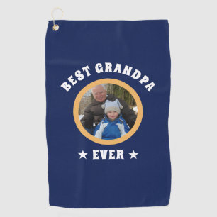 Personalized Best Grandpa Ever Custom Family Photo Golf Towel