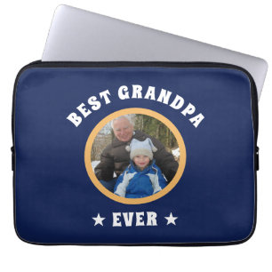Personalized Best Grandpa Ever Custom Family Photo Laptop Sleeve