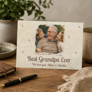 Personalized Best Grandpa Ever Photo Holiday Card