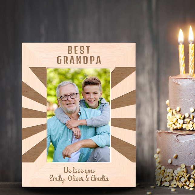 Personalized Best Grandpa Sun Burst Keepsake  Etched Frames (Creator Uploaded)