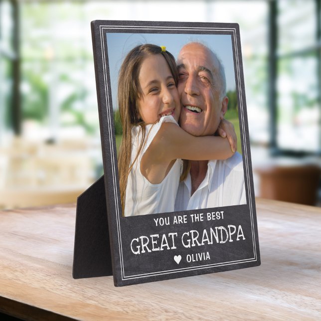  Personalized Best Great Grandpa Rustic Chalkboard Plaque (Creator Uploaded)