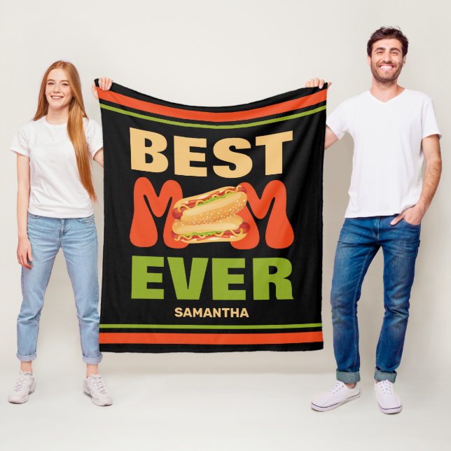Personalized Best Hot Dog Mom Ever Mother's Day Fleece Blanket (In Situ)
