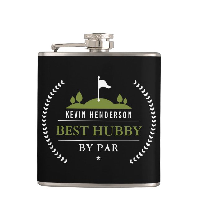 Personalized Best Hubby By Par Hip Flask (Front)