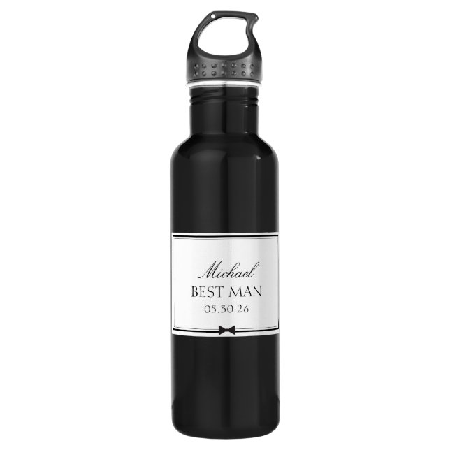 Personalized Best Man Bowtie Wedding Party Gift 710 Ml Water Bottle (Front)