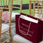 Personalized Best Man Burgundy Thank You Large Gift Bag<br><div class="desc">Personalized BEST MAN gift bag with burgundy and dusty rose colour palette. The name template is set up ready for you to add the best man's name as well as the bride & groom's names and wedding date. The thank you wording reads "Thank you for being my best man" in...</div>