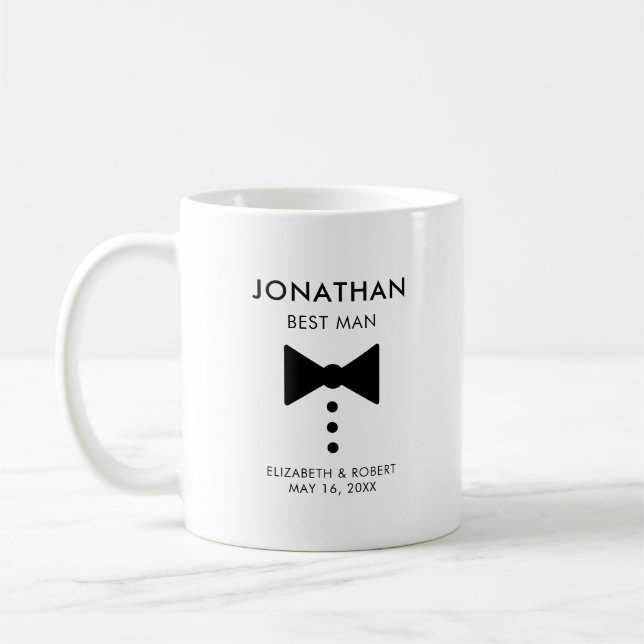 Personalized Best Man Gift Modern Tuxedo Wedding  Coffee Mug (Left)