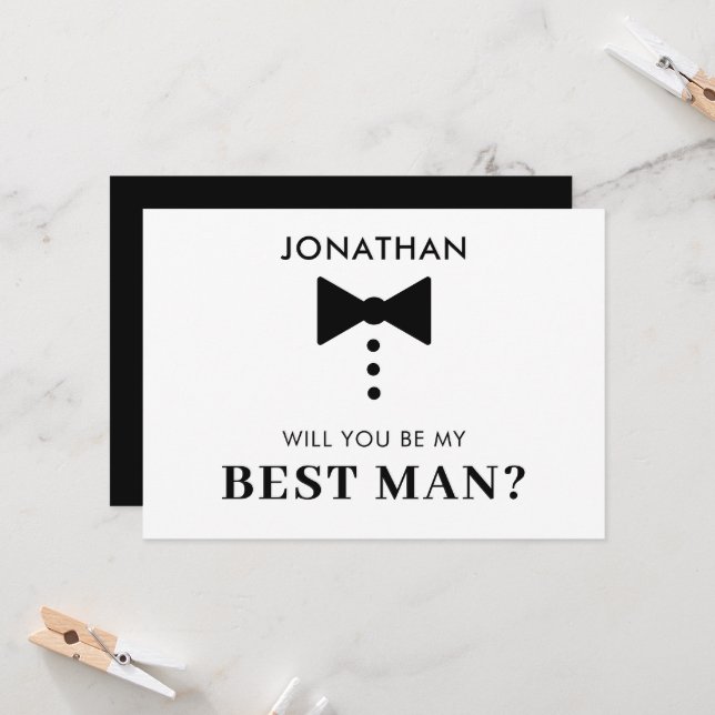 Personalized Best Man Proposal Modern Tuxedo  Invitation (Front/Back In Situ)