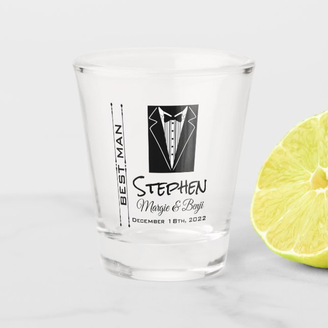 PERSONALIZED BEST MAN WEDDING PARTY SHOT GLASS (Front)